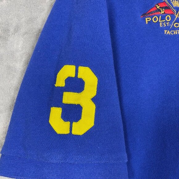 Polo by Ralph Lauren Blue Mens XXL Rugby Shirt Big Pony & Yacht Club Embroidery - Picture 4 of 11